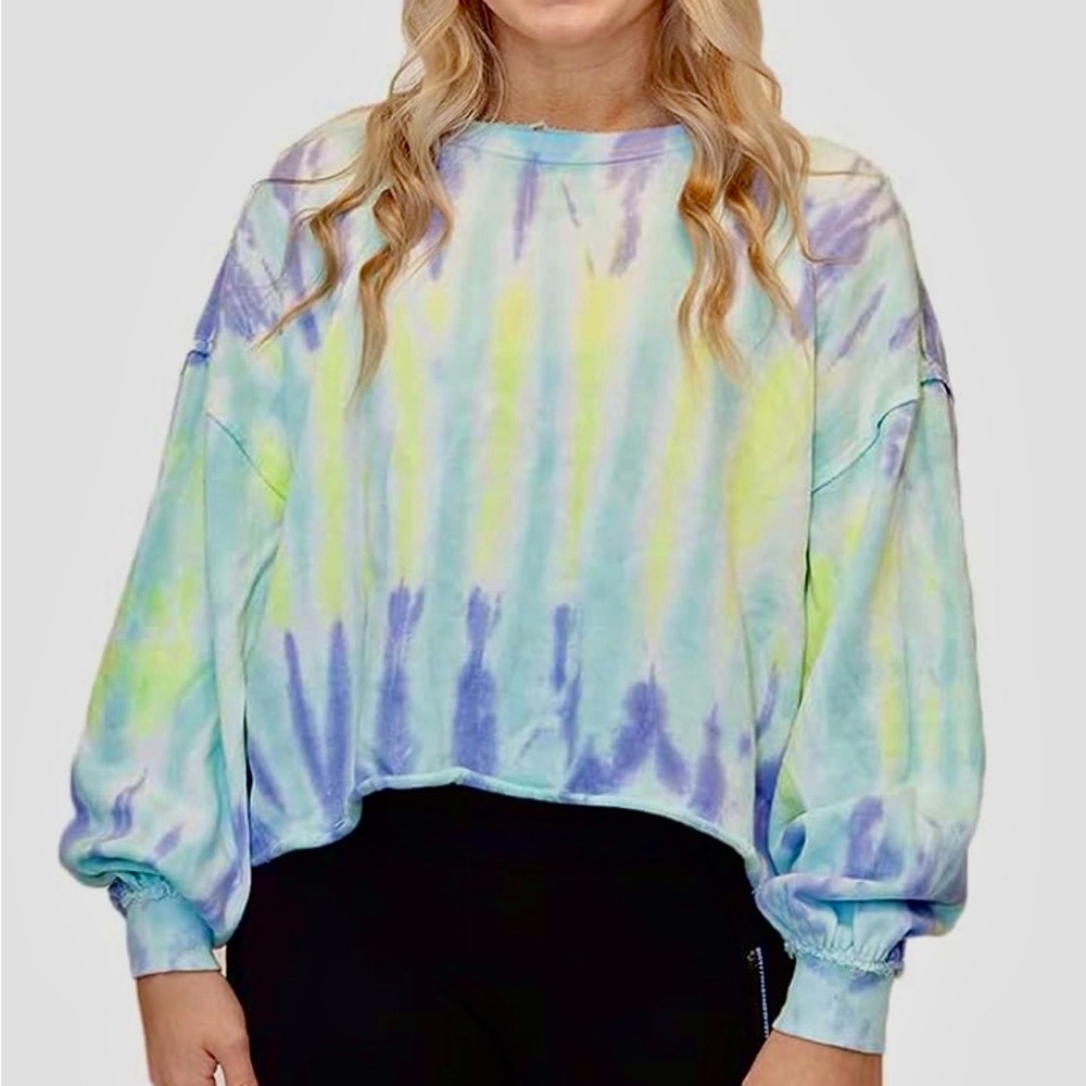 Z Supply Tie Dye Lavender & Grey Cozy Sweatshirt